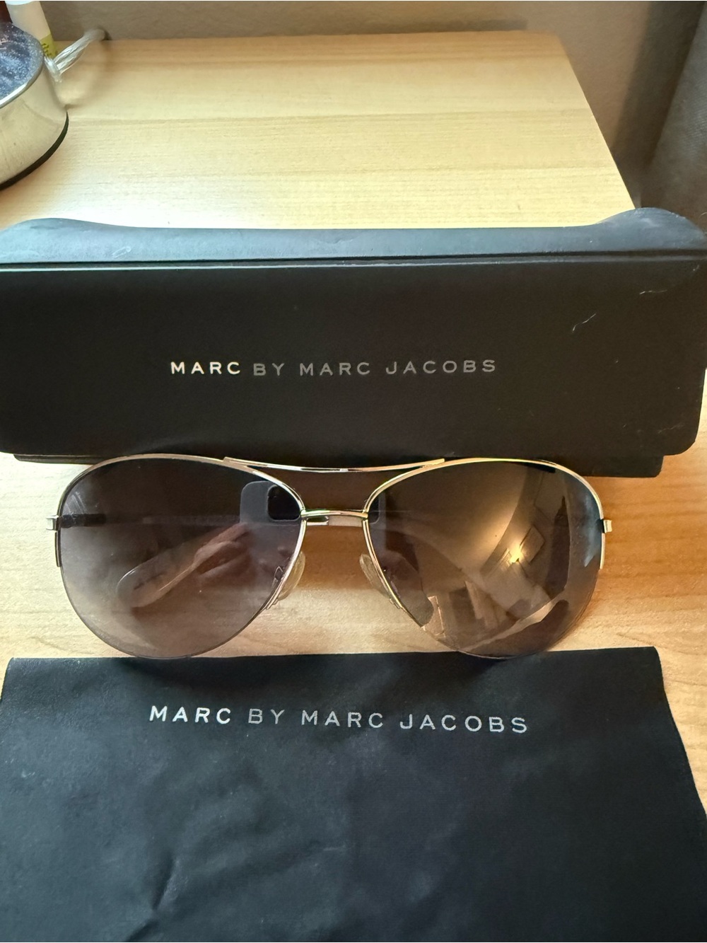 Marc by Marc Jacobs Gold Frame Sunglasses with Brown Gradient Lenses